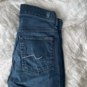 7 For All Mankind Blue Jeans with Signature Squiggle Design
